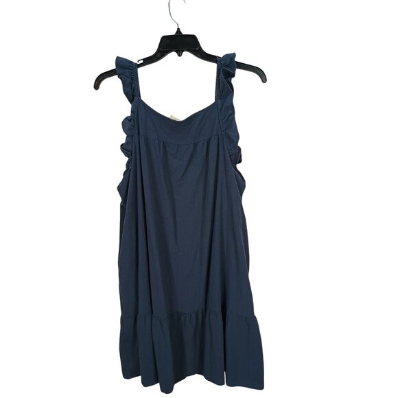 Universal Thread 2X Navy Blue Button-Front Dress With Ruffle‎ Straps - Picture 2 of 7